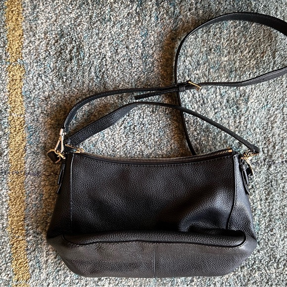 Authentic Kate Spade Crossbody Bag. Black leather, gold trim, medium size, NWOT - Picture 3 of 5